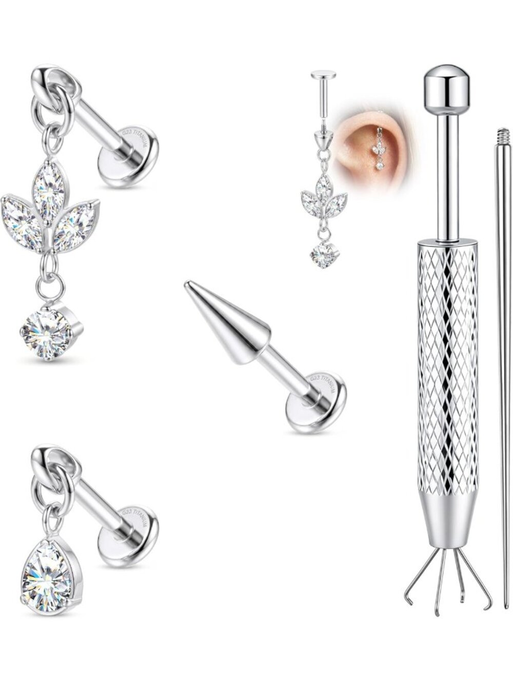 Implant Grade Titanium Vertical Hidden Helix Jewelry - Stylish Body Piercing